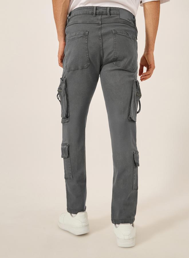 Styli Overdyed Straight Fit Cargo Jeans  - Image 4