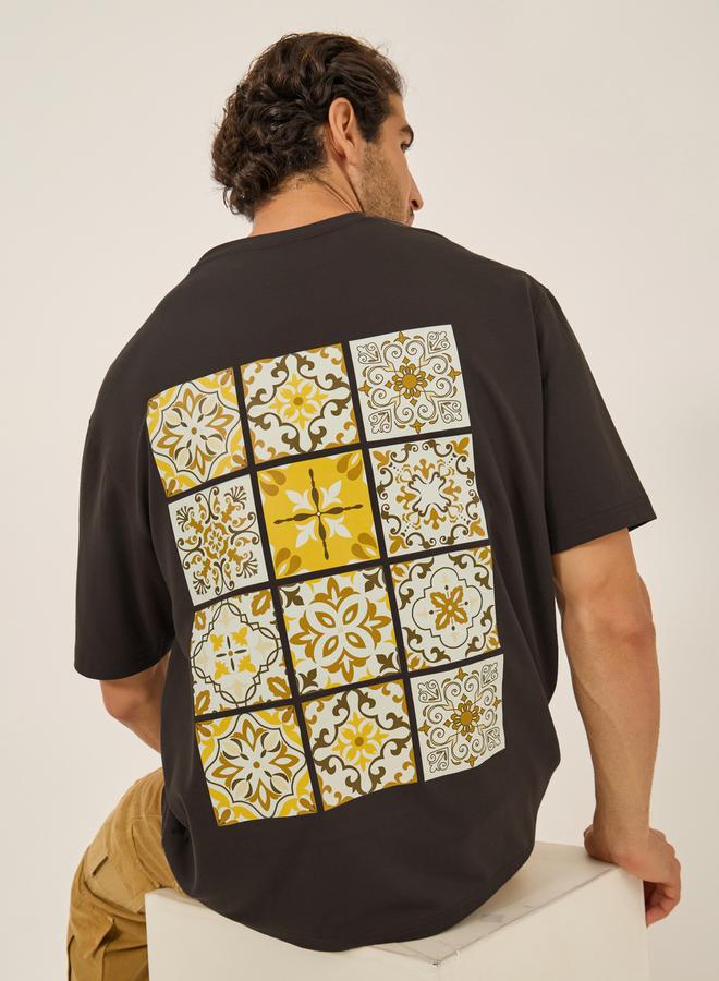 Styli Mosaic Graphic Print Oversized T-Shirt  - Image 1