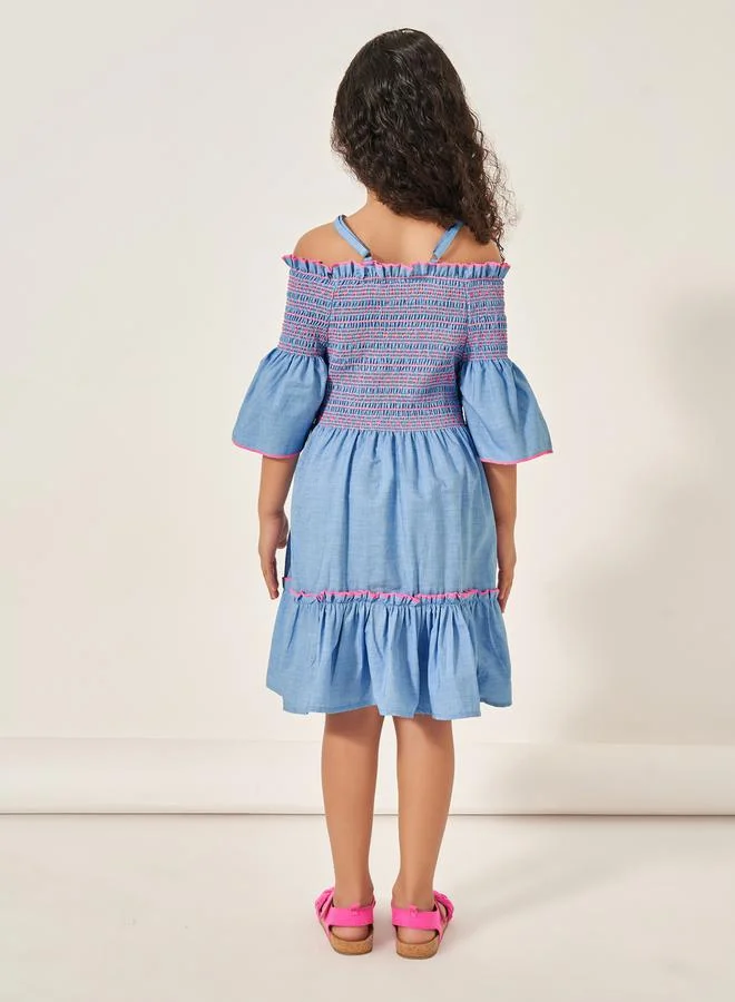 Styli Ruffled Smocked Dress