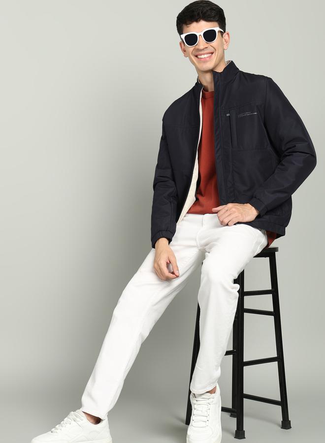 Fort Collins Front Zipper Textured Bomber Jacket by Styli  - Image 3