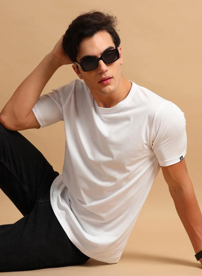 Bushirt Plain Round Neck Regular Fit T-Shirt by Styli