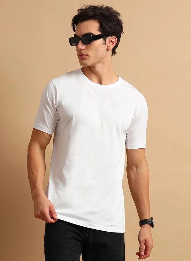 Bushirt Plain Round Neck Regular Fit T-Shirt by Styli