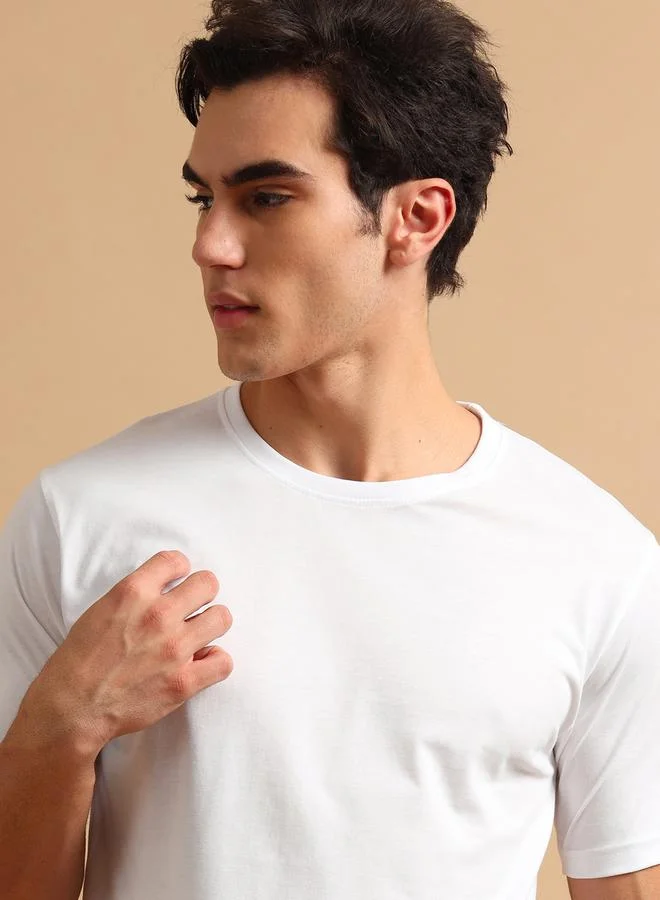 Bushirt Plain Round Neck Regular Fit T-Shirt by Styli