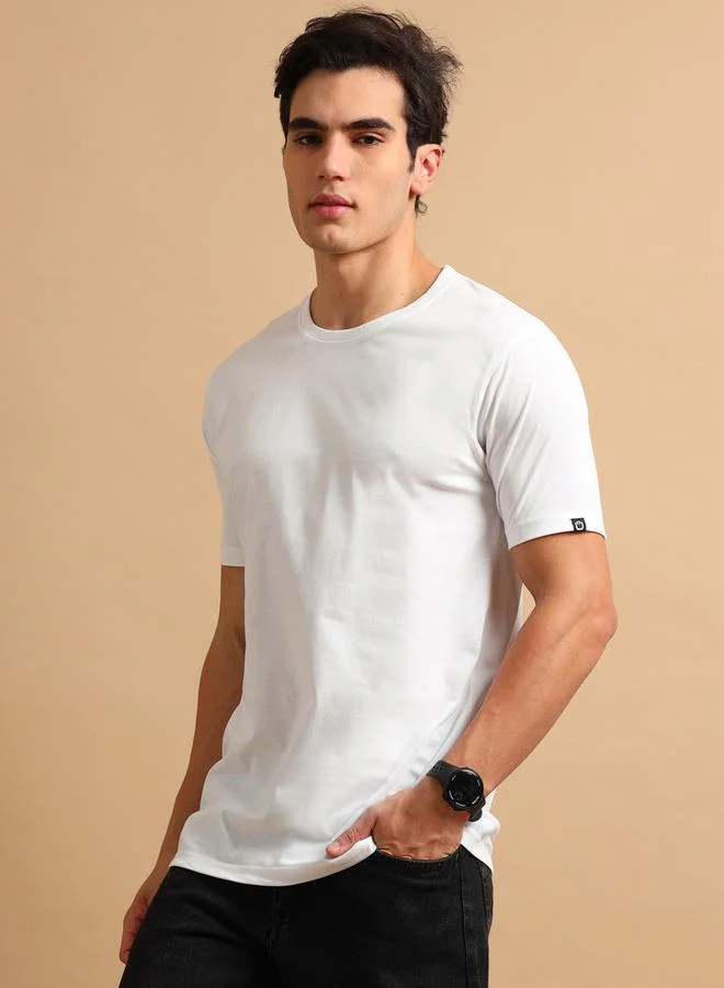 Bushirt Plain Round Neck Regular Fit T-Shirt by Styli
