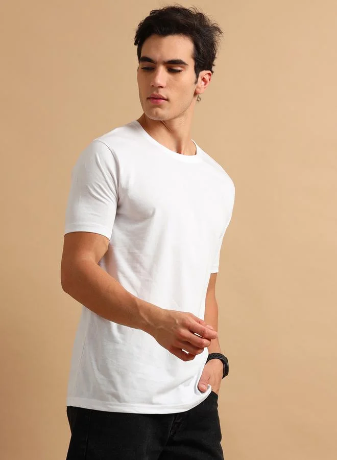 Bushirt Plain Round Neck Regular Fit T-Shirt by Styli