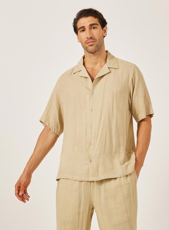 Styli Solid Resort Collar Relaxed Fit Shirt and Trousers Co-Ords  - Image 2