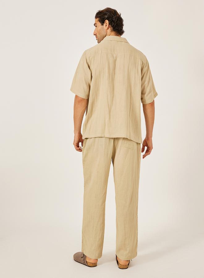 Styli Solid Resort Collar Relaxed Fit Shirt and Trousers Co-Ords  - Image 4