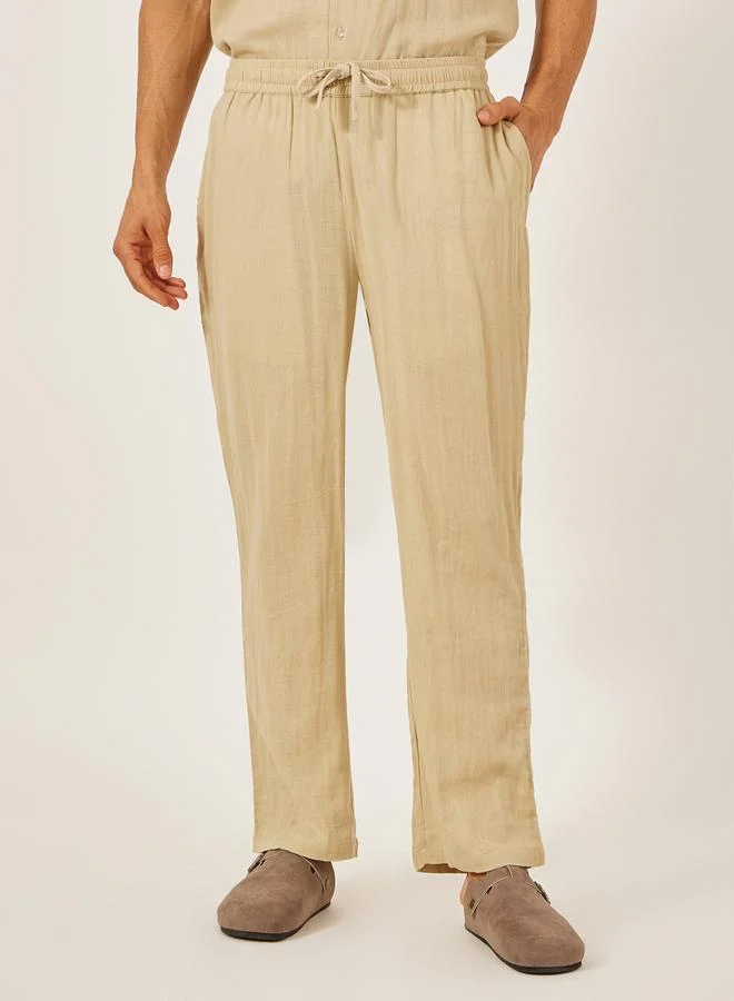 Styli Solid Resort Collar Relaxed Fit Shirt and Trousers Co-Ords
