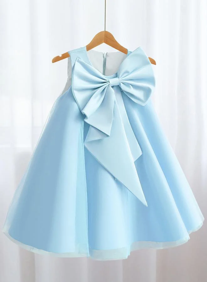 Take Two Sleeveless Mesh Dress with Bow Detail by Styli