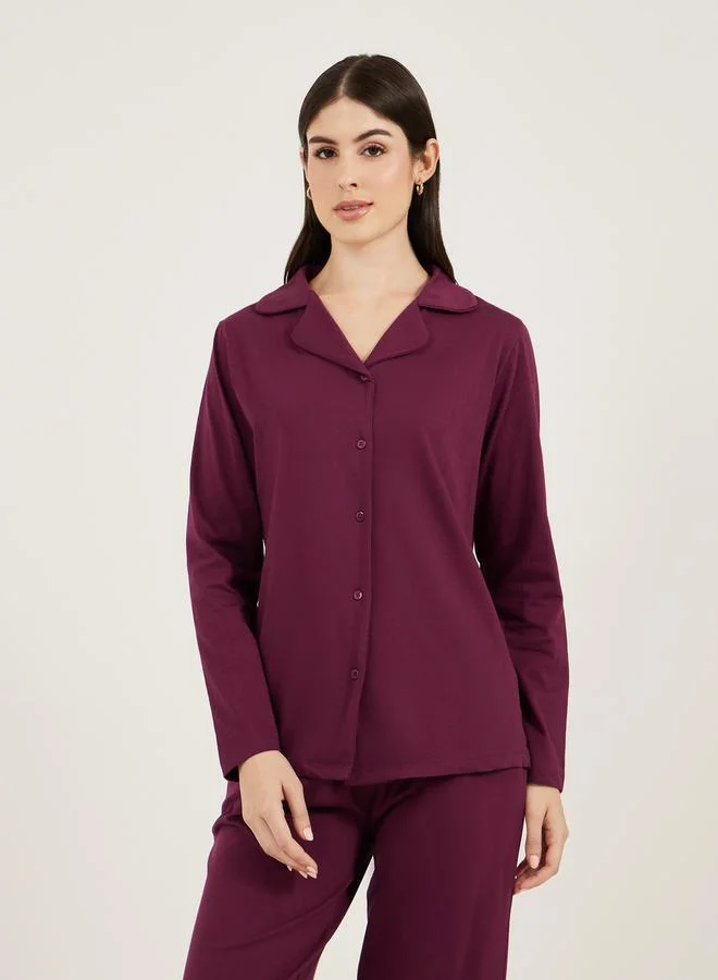 Styli Cotton Jersey Long Sleeves Shirt and Pyjama Set