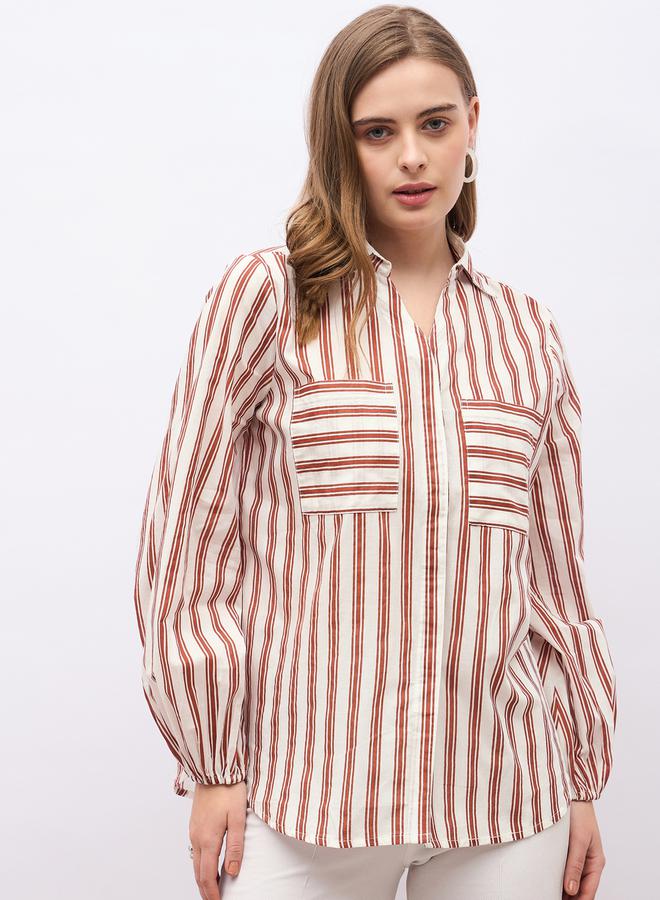 Styli Striped Spread Collar Regular Fit Shirt  - Image 2