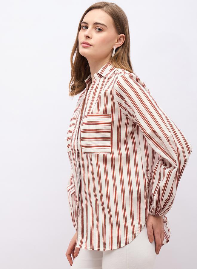 Styli Striped Spread Collar Regular Fit Shirt  - Image 3