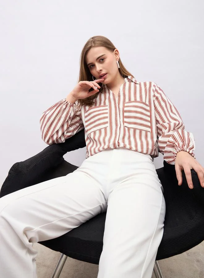 Styli Striped Spread Collar Regular Fit Shirt