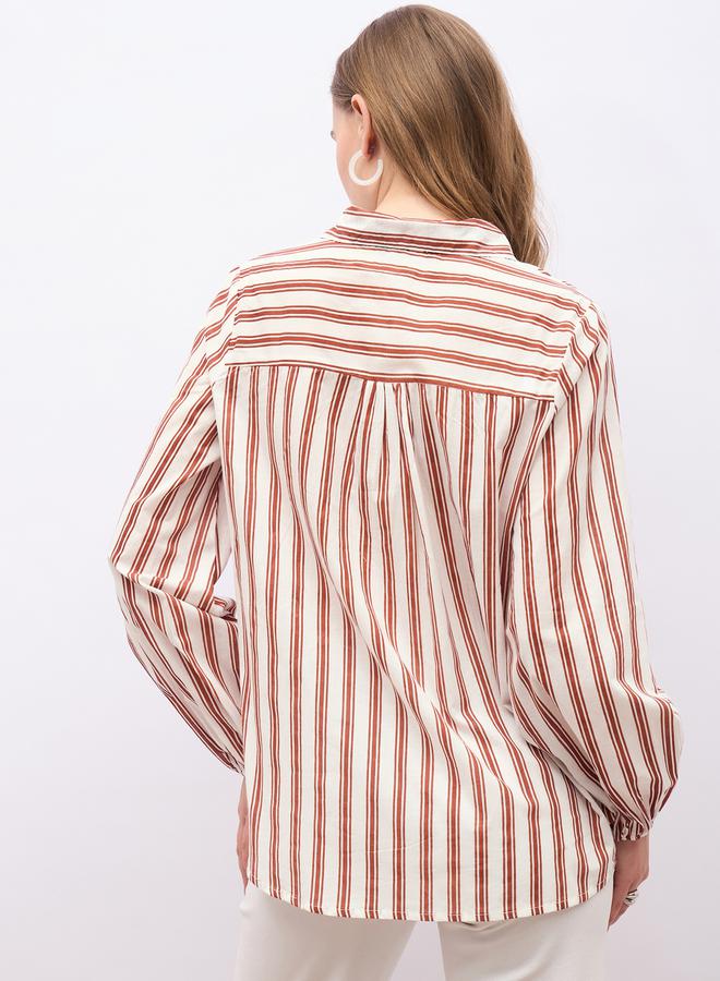 Styli Striped Spread Collar Regular Fit Shirt  - Image 5