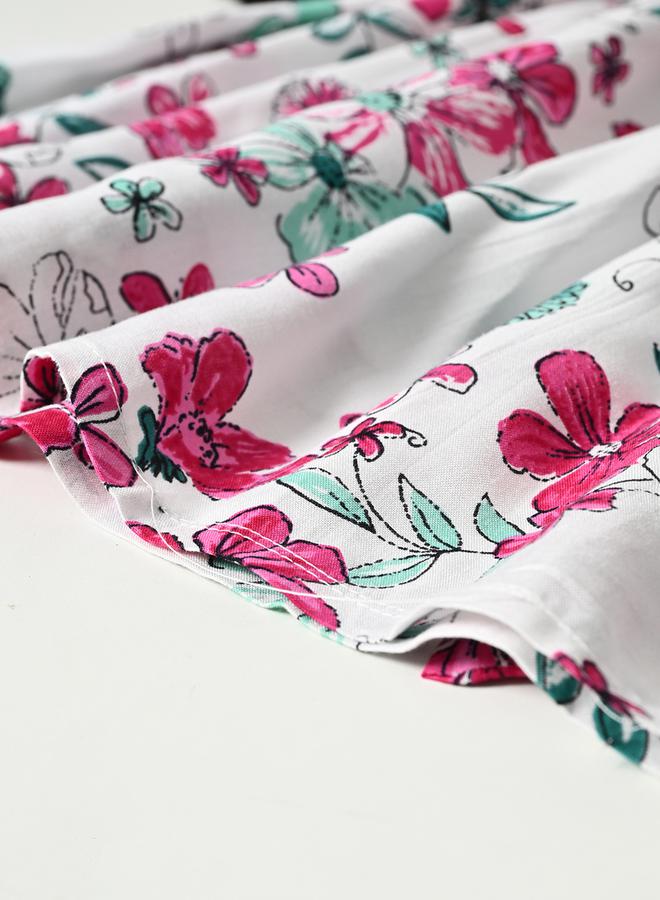 BELLA MODA Floral Print Fit and Flare Knee Length Dress by Styli  - Image 5