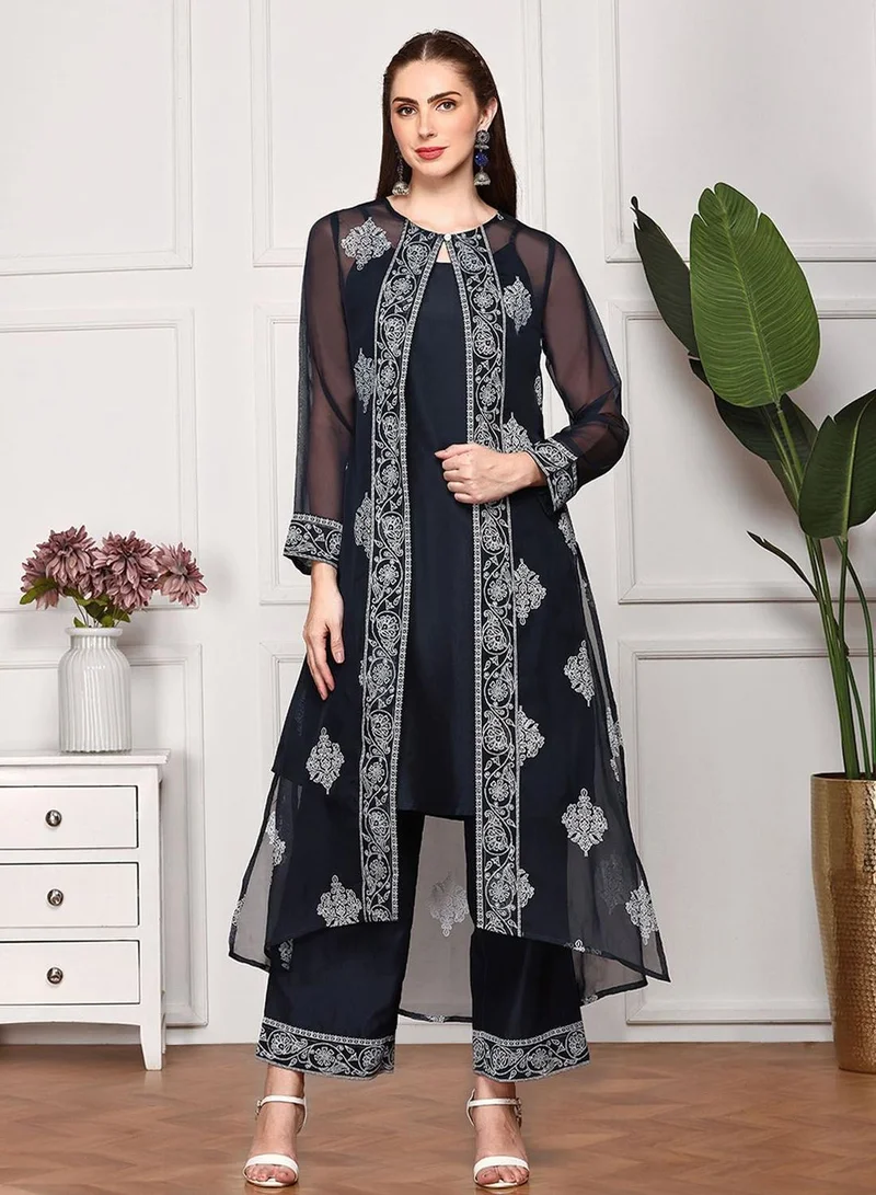 ISHIN Women's Navy Blue Kurta Sets