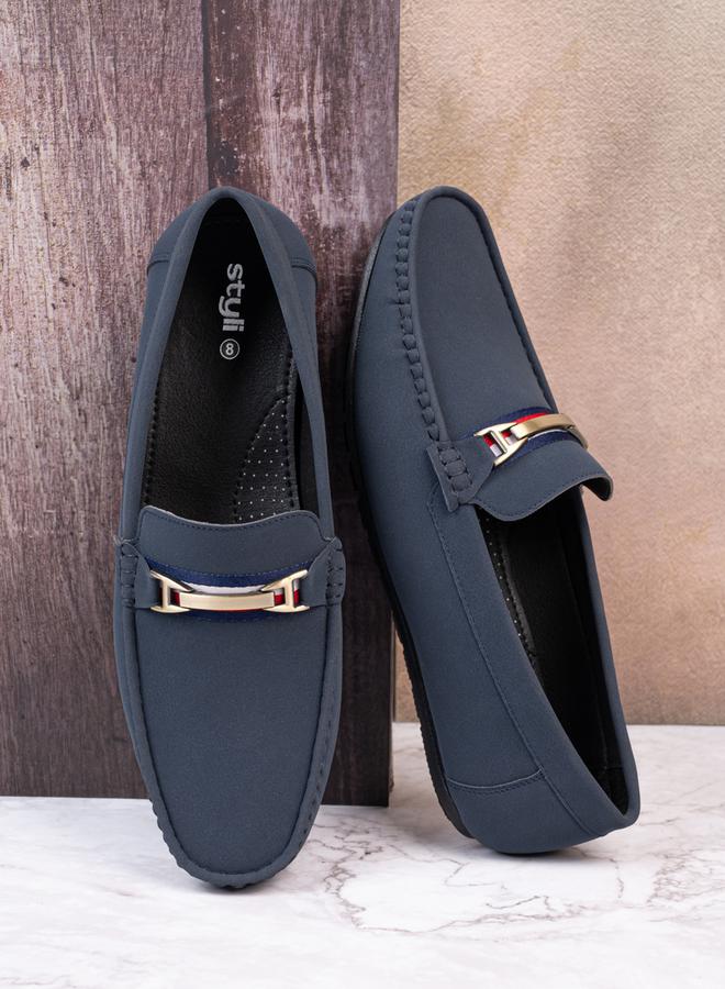 Styli Buckled Faux Leather Slip On Loafers  - Image 1