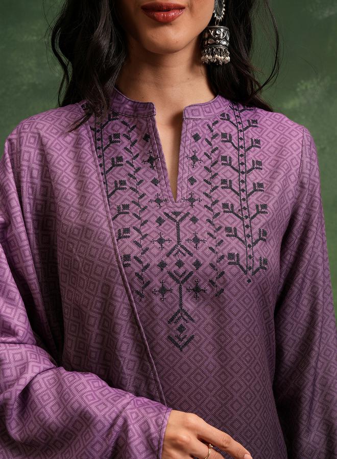 فيشود طقم كورتا وردي مطبوع نسائي مع دوباتا - Image 5