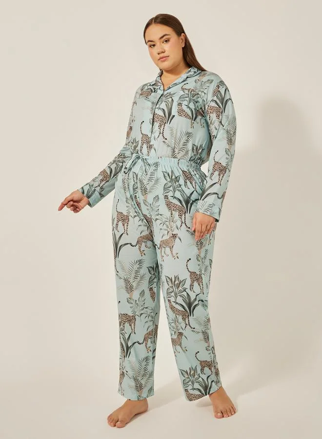 Styli GIRAFFE WILDLIFE BUTTON THROUGH SHIRT and PJ SET - LUXE TROPICAL