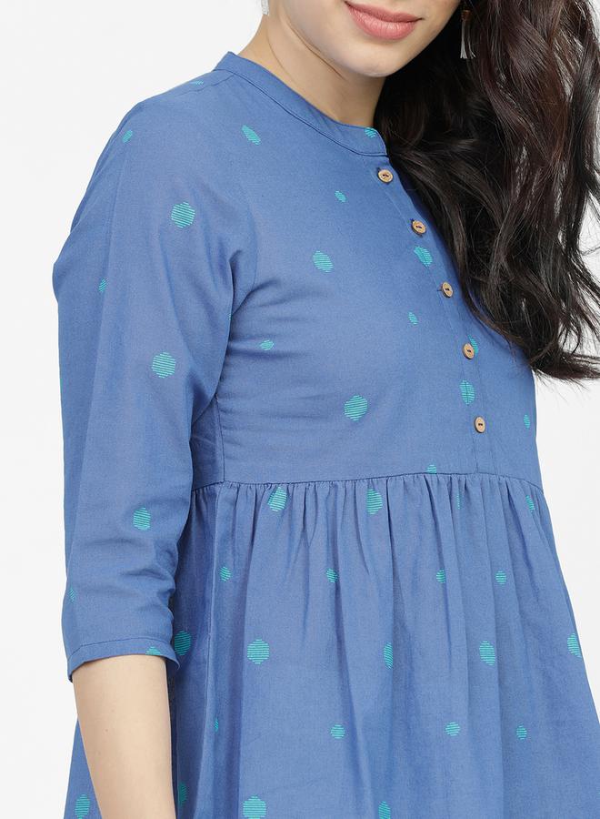 Vishudh Women Blue Printed Cotton Empire Top by Styli  - Image 4