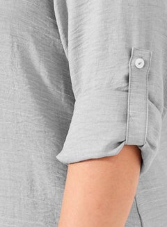Styli Plus Size Roll-Up Sleeves Shirt Maxi Dress  - Image 5