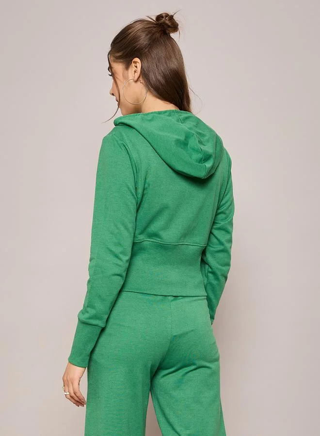SASSAFRAS Terry Front Zipper Crop Hooded Jacket by Styli