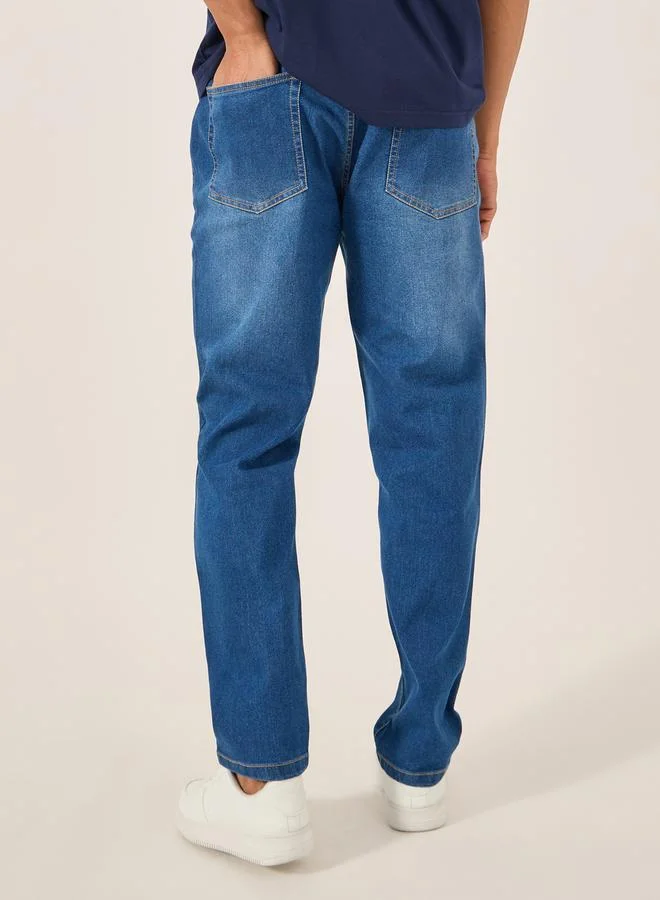 Styli Mid Rise Regular Fit Faded Jeans