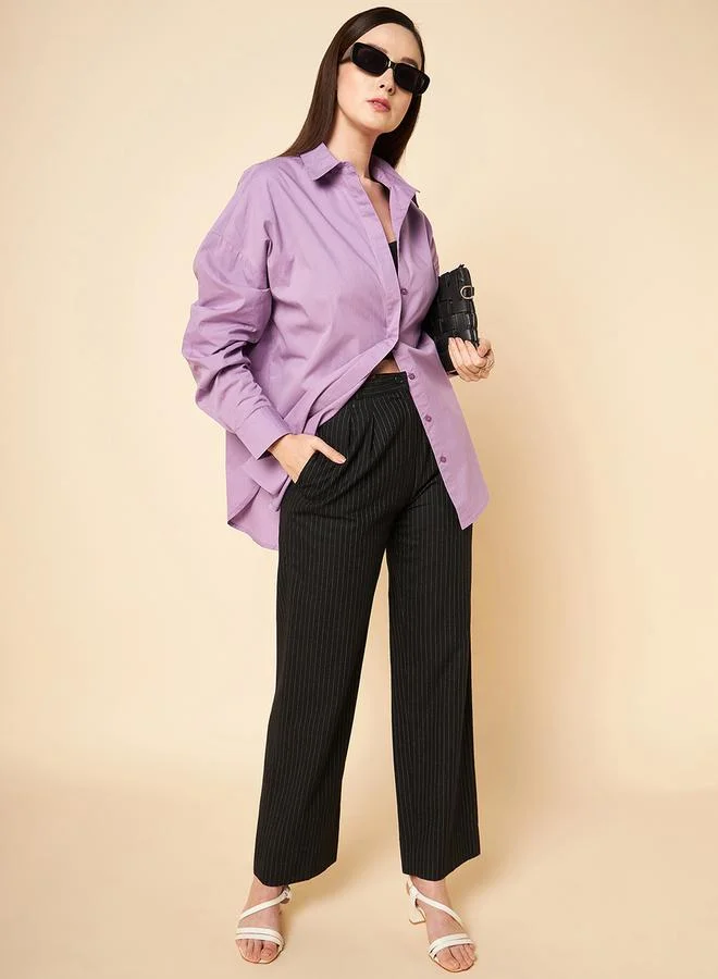 HIGH STAR Oversized Solid Spread Collar Shirt by Styli