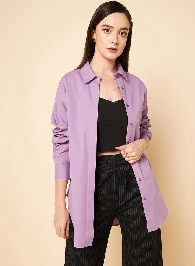 HIGH STAR Oversized Solid Spread Collar Shirt by Styli