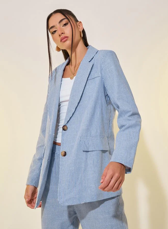 Take Two Blue Striped Blazer and Pants Co-Ords for Women