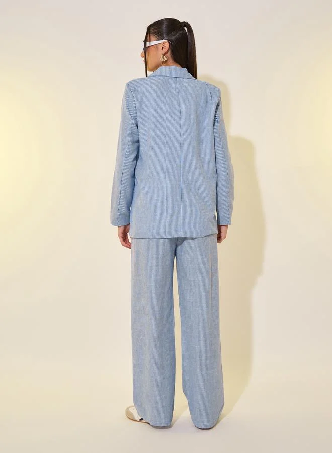 Take Two Blue Striped Blazer and Pants Co-Ords for Women