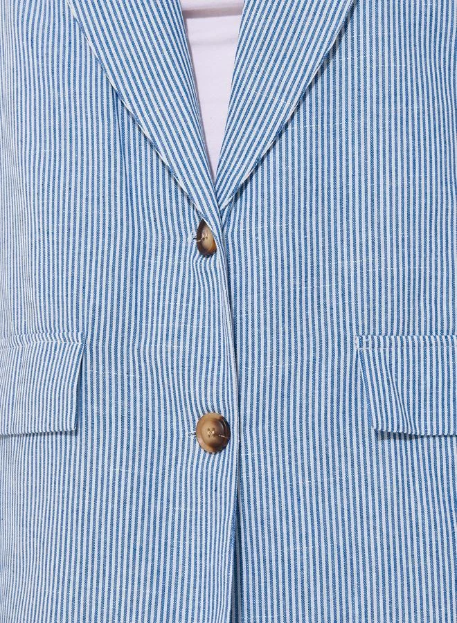 Take Two Blue Striped Blazer and Pants Co-Ords for Women