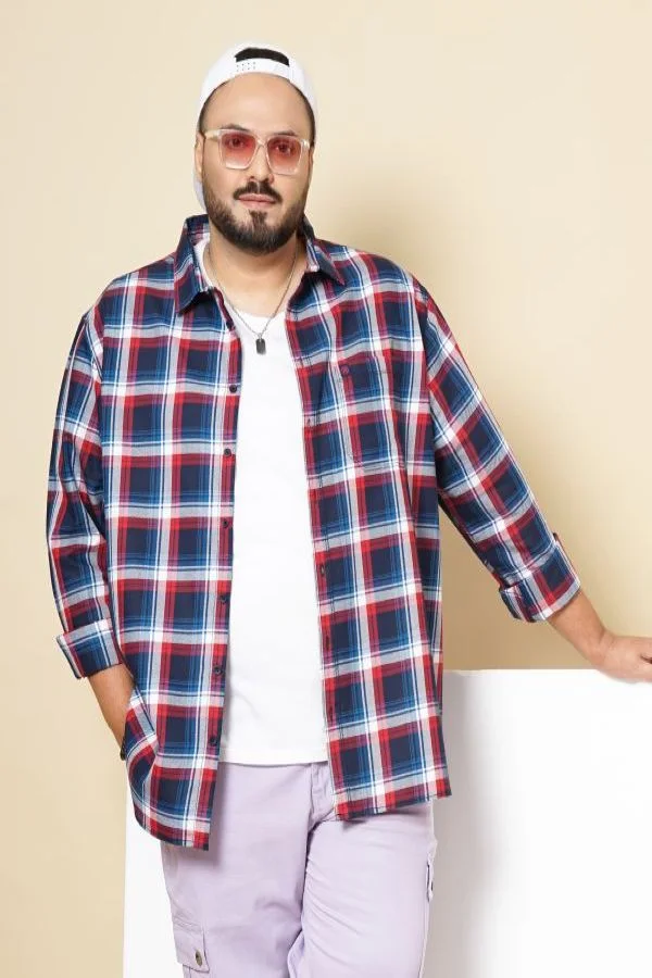 HARDSODA Men Plus Size Regular Fit Solid Cutaway Collar Full Sleeves Casual Denim Shirt