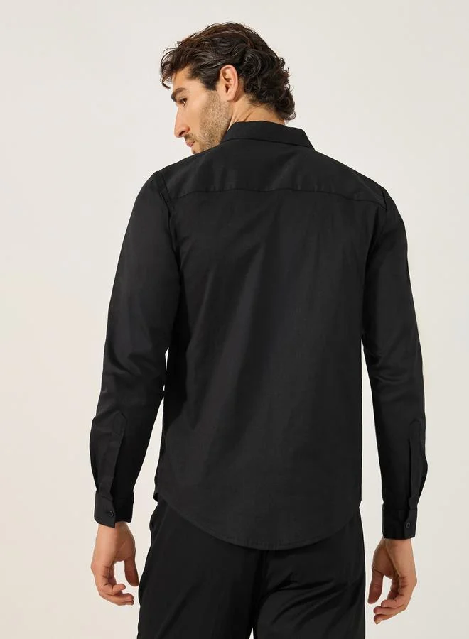 Styli Sim Fit Chest Pocket Spread Collar Shirt