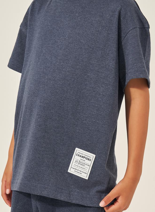 Styli - Solid Oversized T-Shirt with Badge Detail - Image 1