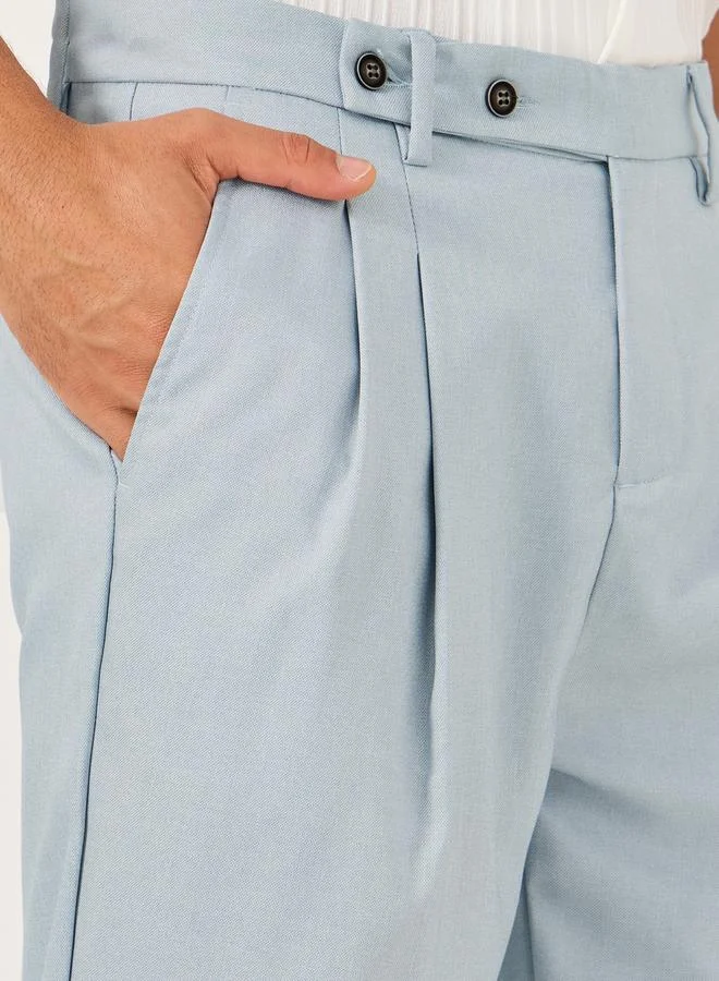 تايك تو بنطلون ستايلي بقصة مريحة وكسرات سادة