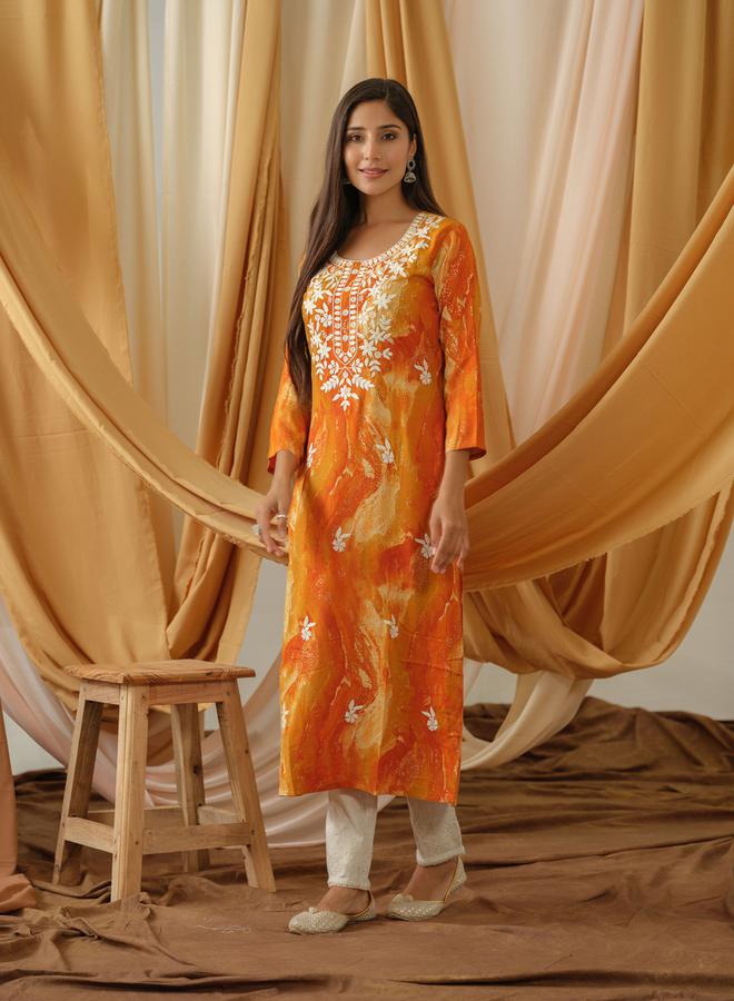 DW Printed Round Neck Straight Kurta by Styli  - Image 2