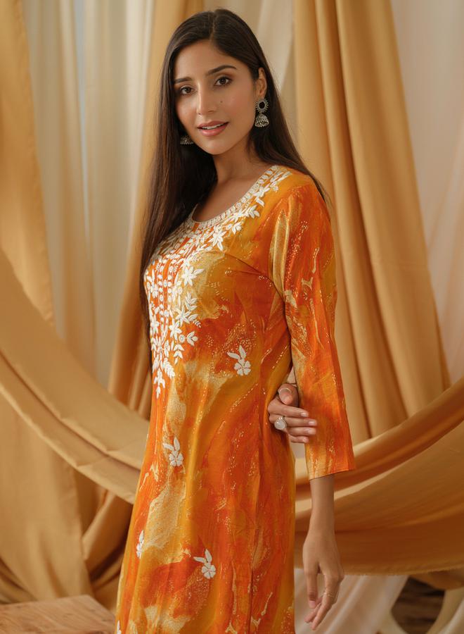 DW Printed Round Neck Straight Kurta by Styli  - Image 5