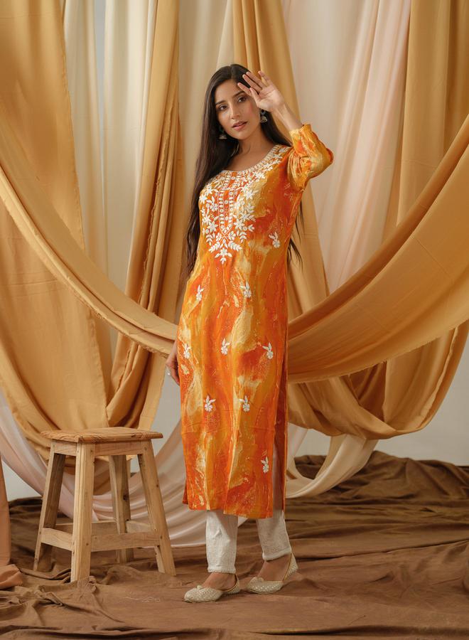 DW Printed Round Neck Straight Kurta by Styli  - Image 3