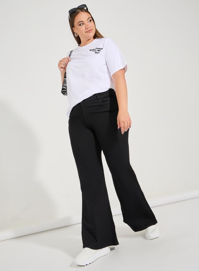Styli Plus Size Mid Rise Wide Leg Jeans  - Image 1