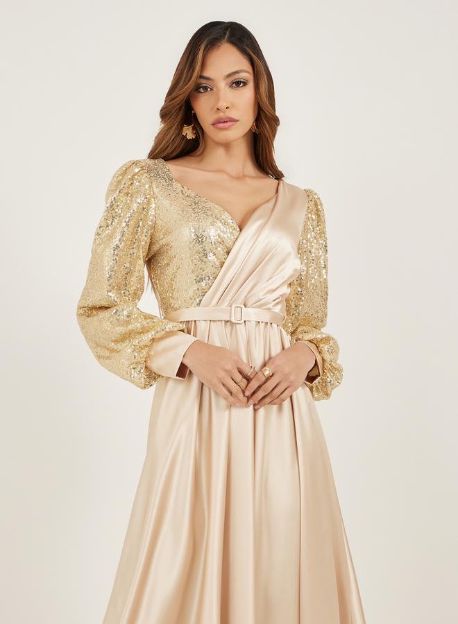 Styli Sequin Sleeve Maxi Dress  - Image 3