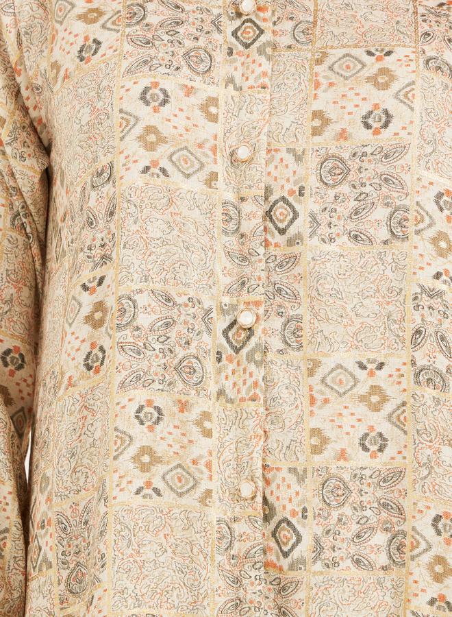 Maxim Creation - All-Over Print Mandarin Collar A-Line Jalabiya by Styli - Image 1