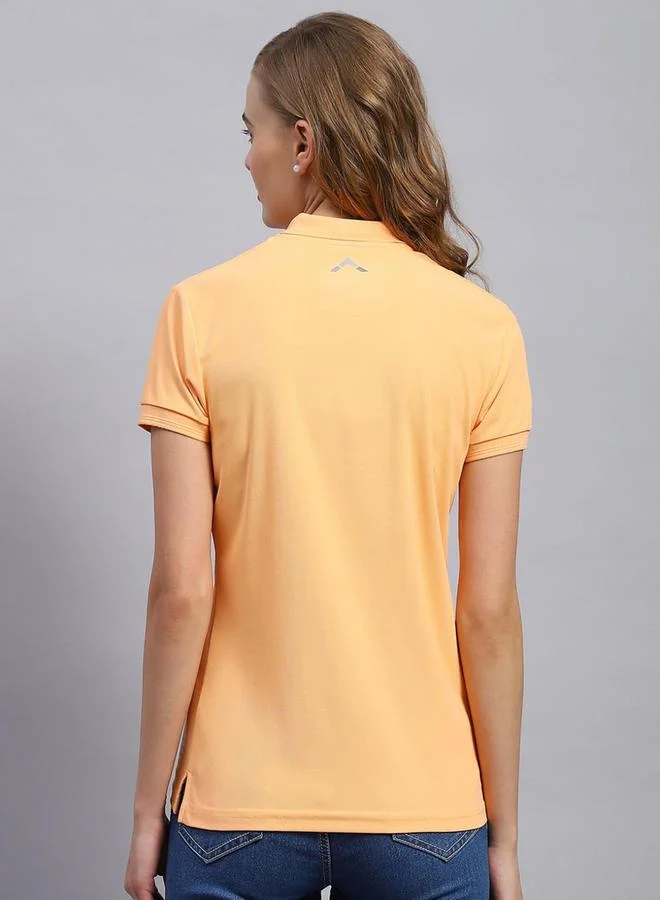 Rock.it Rock.it Women Peach Solid Polo Collar TShirt