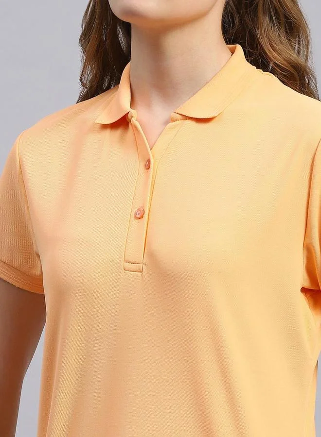 Rock.it Rock.it Women Peach Solid Polo Collar TShirt