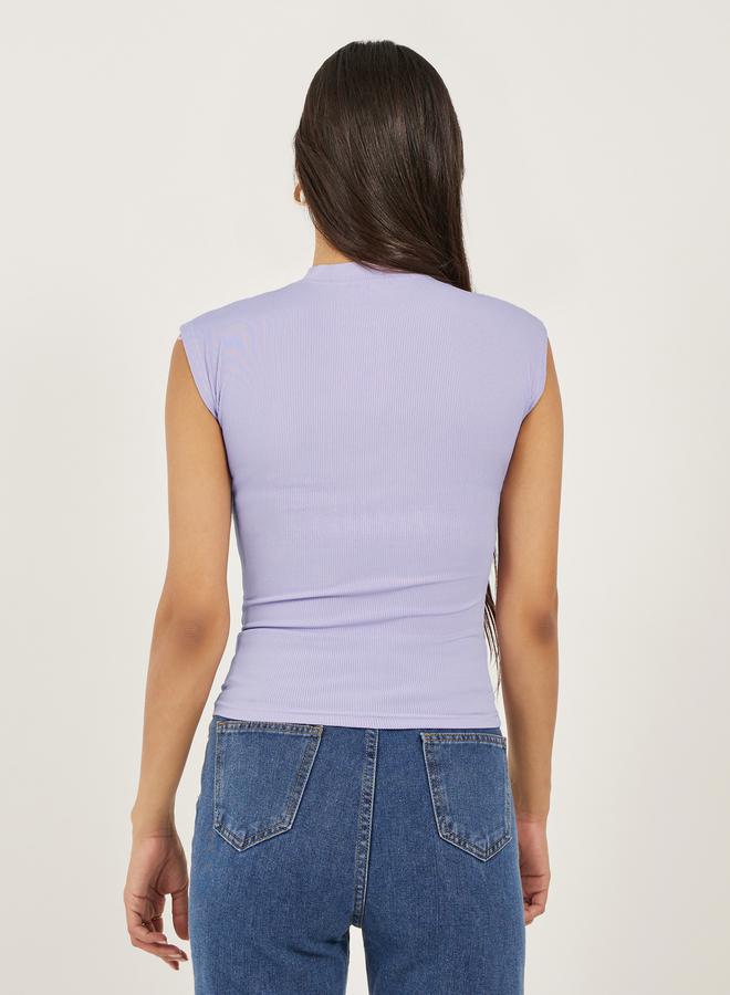 ستايلي تانك مطبوع برسومات زهور بياقة مضلعة - Image 4