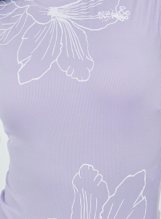 ستايلي تانك مطبوع برسومات زهور بياقة مضلعة - Image 3