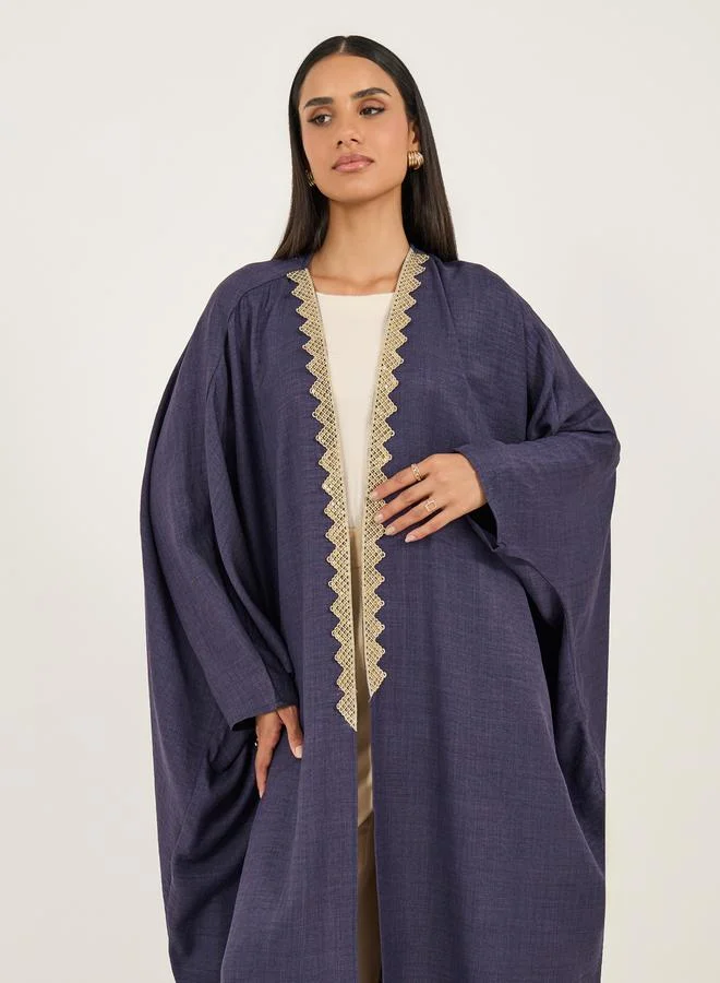Styli Styli Lace Detail Batwing Sleeve Abayac