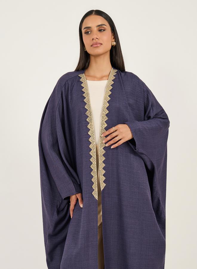 Styli Lace Detail Batwing Sleeve Abayac - Image 3