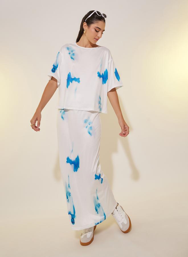Take Two Tie Dye Short Sleeve Top and Skirt Set  - Image 1