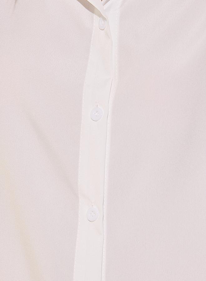 Take Two White Spread Collar Plain Long Sleeve Shirt  - Image 3